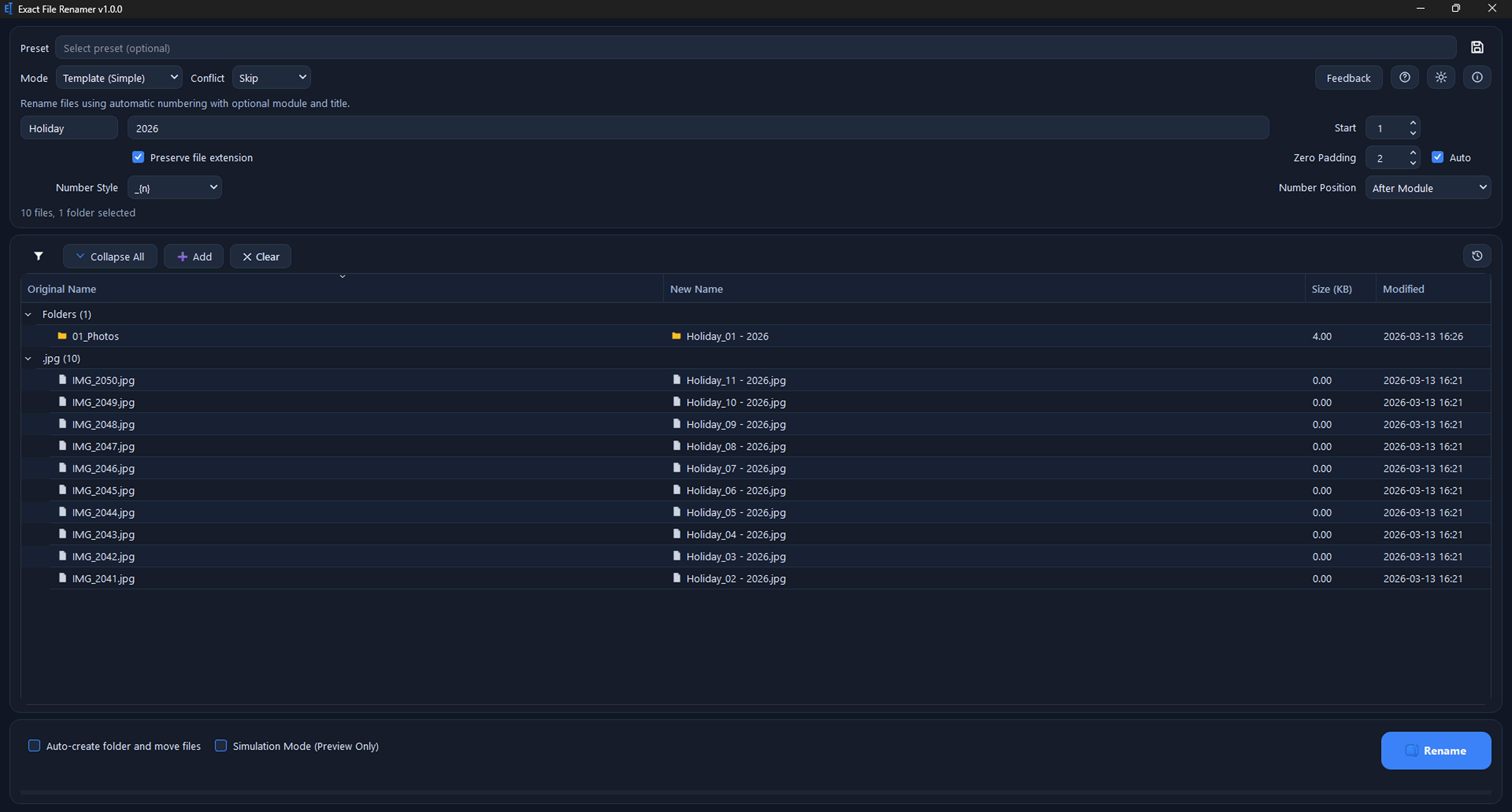 Exact File Renamer screenshot 2